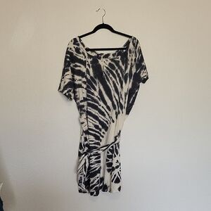 Navy and White Tie-Dye Dress